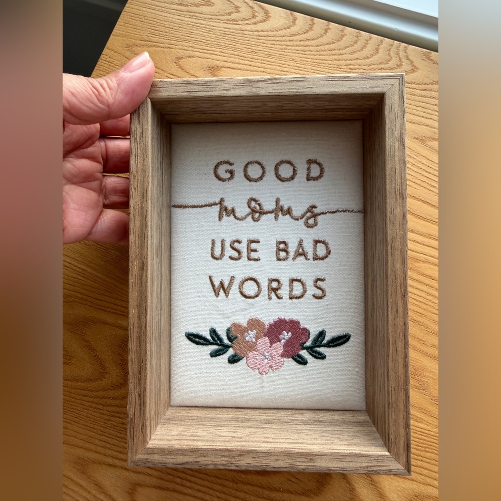 Rustic Wooden Frame with Embroidered Quote